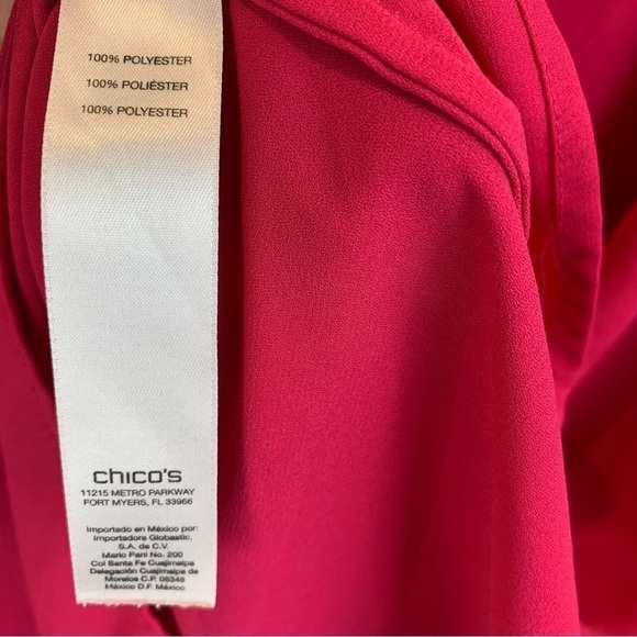 Chico's  sz 3/XL Hot Pink Fuchsia Oversized Short Sleeve Button Up Blouse - Picture 5 of 7